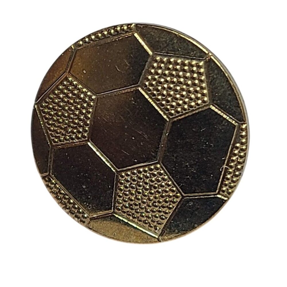 Vintage Gold Tone Soccer Ball Lapel Pin Sports Award Varsity Letterman Jacket
